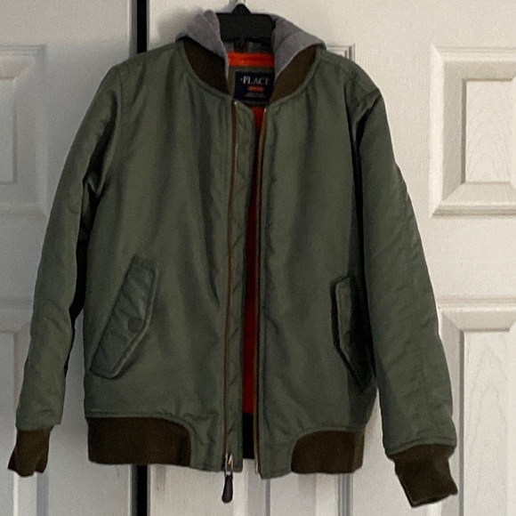 Camo green boys bomber jacket with hood - Picture 1 of 3